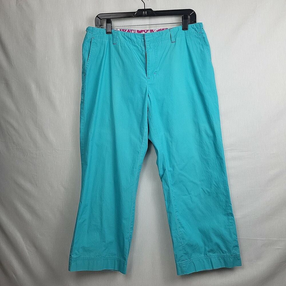 IZOD Womens Blue Cotton Regular Fit Flat Front Straight Leg Casual Pants Size 10